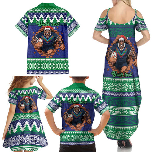 Merry Haka Warriors Personalised Family Matching Summer Maxi Dress and Hawaiian Shirt Christmas Rugby League Spirit - Aussie Hoodie