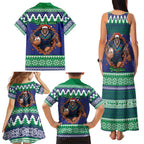 Merry Haka Warriors Personalised Family Matching Tank Maxi Dress and Hawaiian Shirt Christmas Rugby League Spirit - Aussie Hoodie