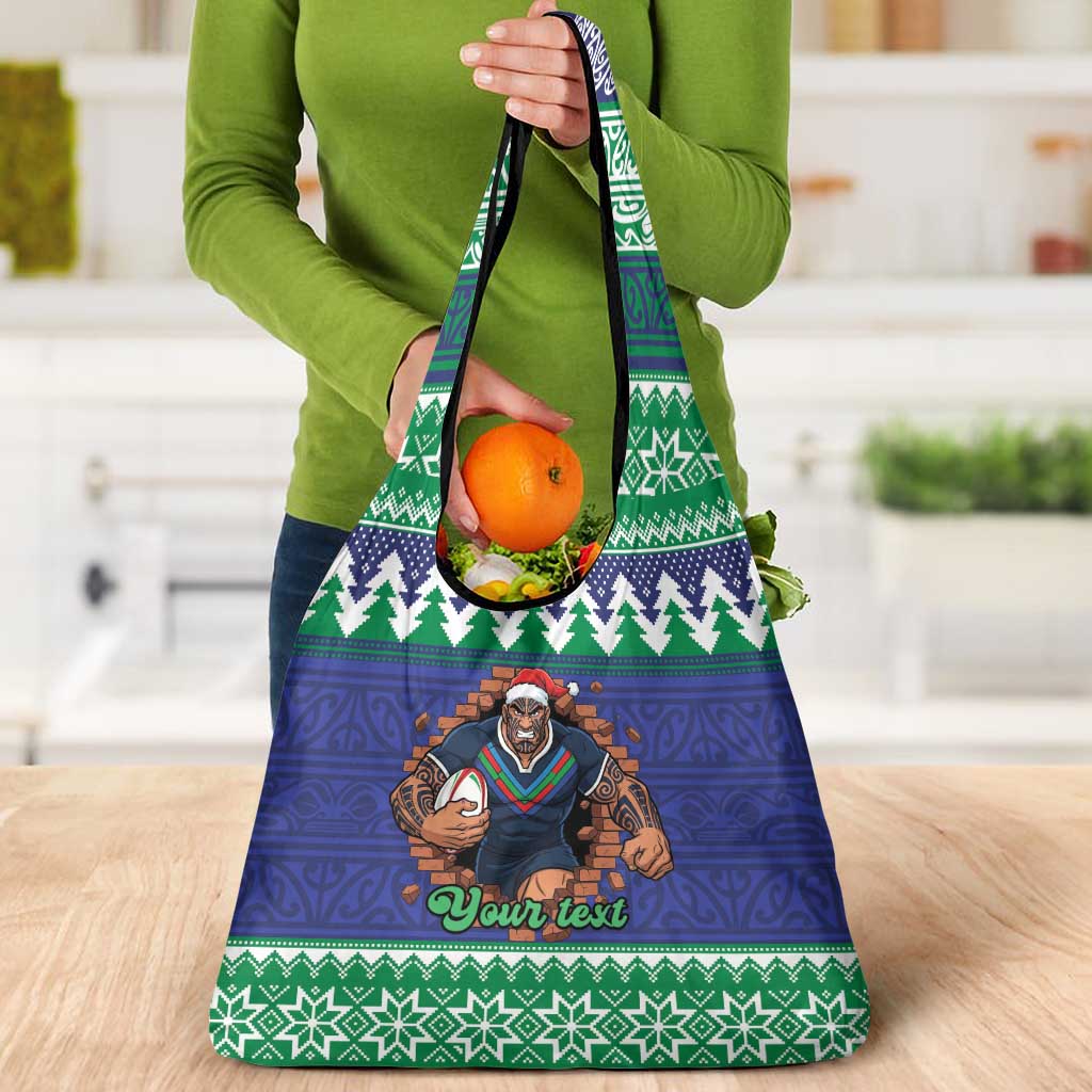 Merry Haka Warriors Personalised Grocery Bag Christmas Rugby League Spirit - Aussie Hoodie