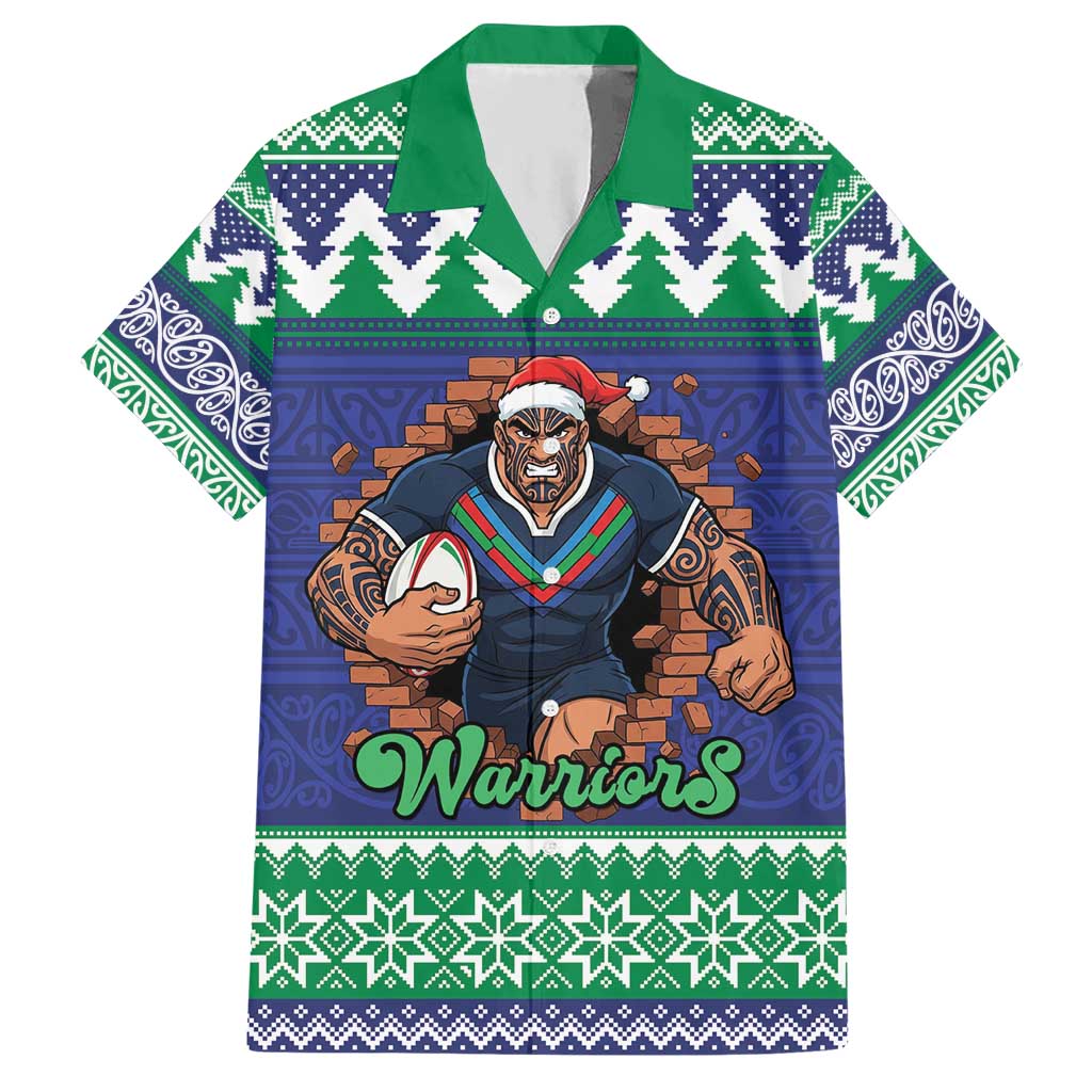 Merry Haka Warriors Personalised Hawaiian Shirt Christmas Rugby League Spirit - Aussie Hoodie