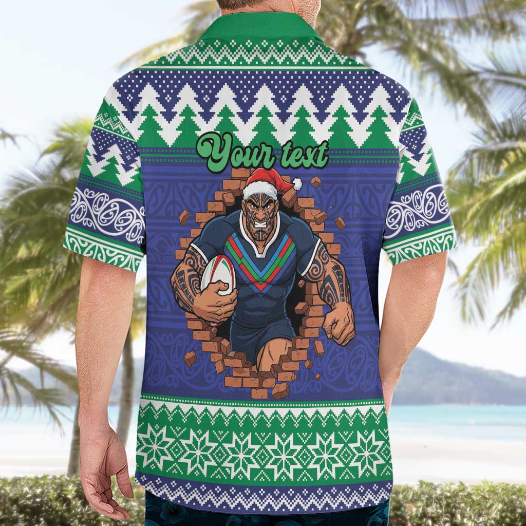 Merry Haka Warriors Personalised Hawaiian Shirt Christmas Rugby League Spirit - Aussie Hoodie