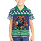 Merry Haka Warriors Personalised Hawaiian Shirt Christmas Rugby League Spirit - Aussie Hoodie