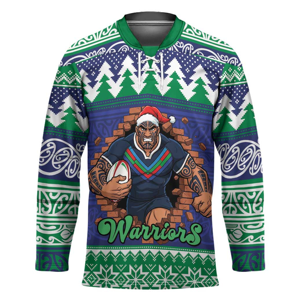Merry Haka Warriors Personalised Hockey Jersey Christmas Rugby League Spirit - Aussie Hoodie