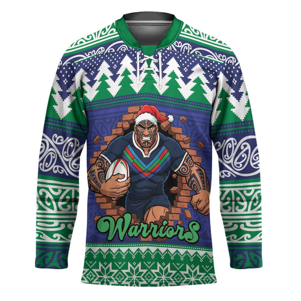 Merry Haka Warriors Personalised Hockey Jersey Christmas Rugby League Spirit - Aussie Hoodie