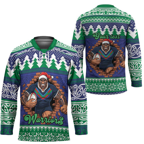 Merry Haka Warriors Personalised Hockey Jersey Christmas Rugby League Spirit - Aussie Hoodie