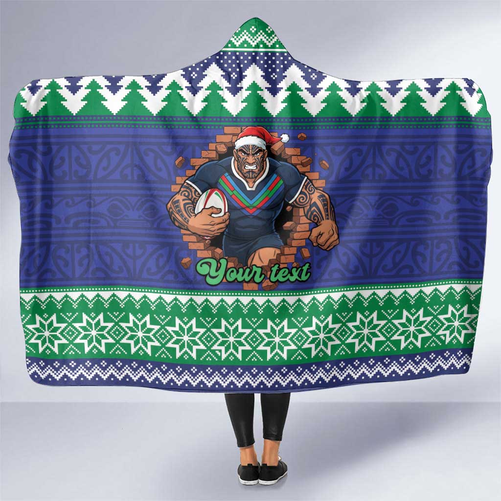 Merry Haka Warriors Personalised Hooded Blanket Christmas Rugby League Spirit - Aussie Hoodie