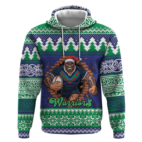 Merry Haka Warriors Personalised Hoodie Christmas Rugby League Spirit - Aussie Hoodie