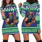 Merry Haka Warriors Personalised Hoodie Dress Christmas Rugby League Spirit - Aussie Hoodie