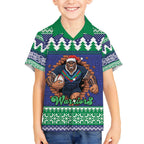 Merry Haka Warriors Personalised Kid Hawaiian Shirt Christmas Rugby League Spirit - Aussie Hoodie