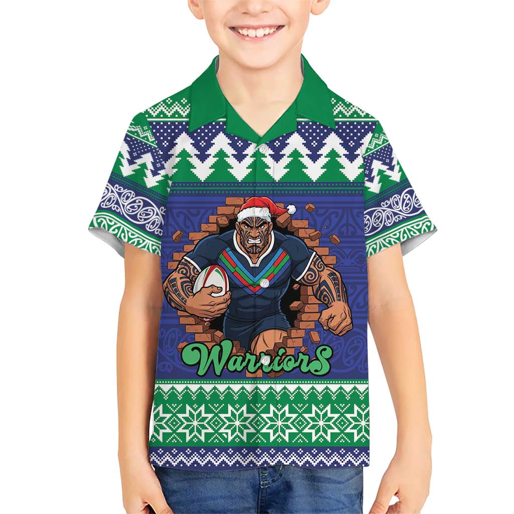 Merry Haka Warriors Personalised Kid Hawaiian Shirt Christmas Rugby League Spirit - Aussie Hoodie