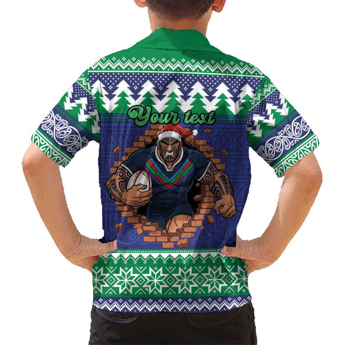 Merry Haka Warriors Personalised Kid Hawaiian Shirt Christmas Rugby League Spirit - Aussie Hoodie