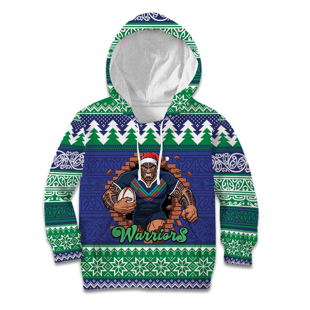 Merry Haka Warriors Personalised Kid Hoodie Christmas Rugby League Spirit - Aussie Hoodie