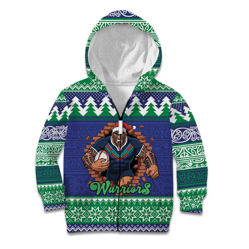 Merry Haka Warriors Personalised Kid Hoodie Christmas Rugby League Spirit - Aussie Hoodie
