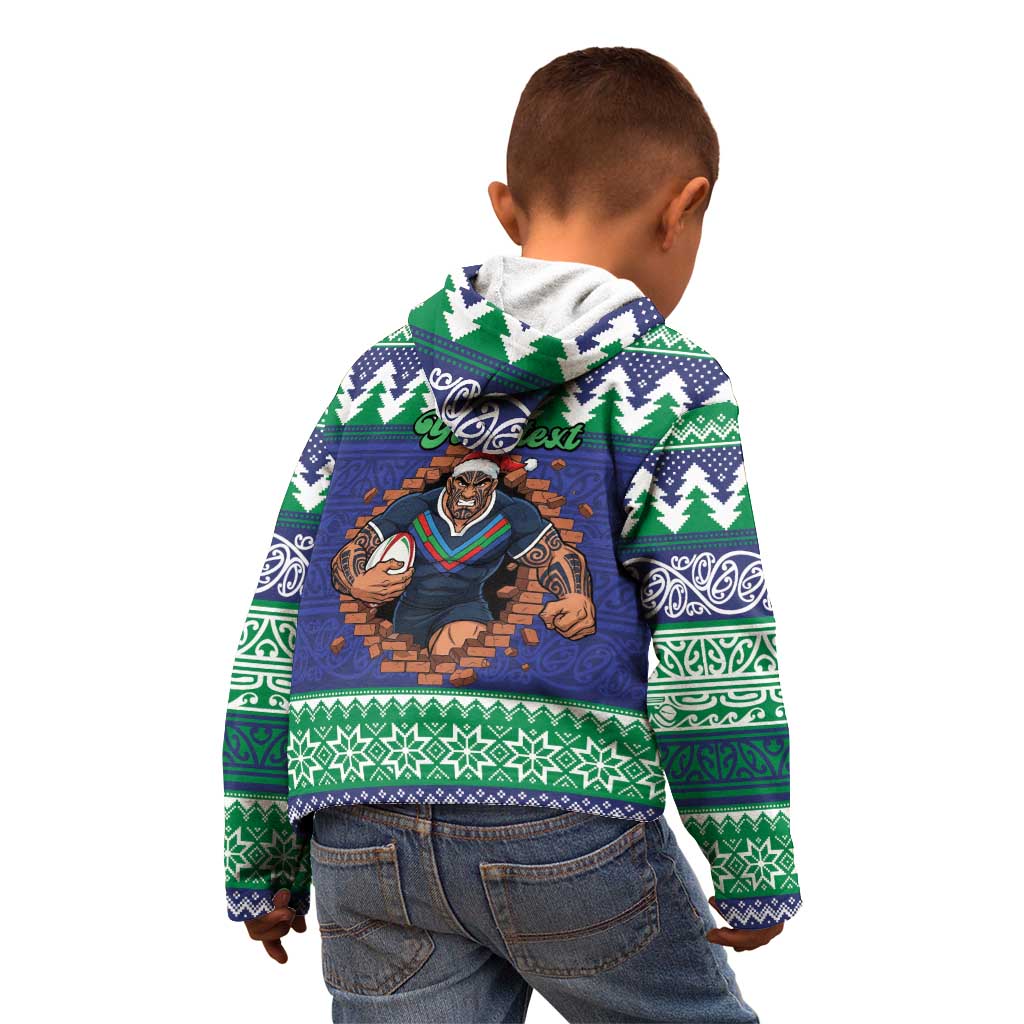 Merry Haka Warriors Personalised Kid Hoodie Christmas Rugby League Spirit - Aussie Hoodie