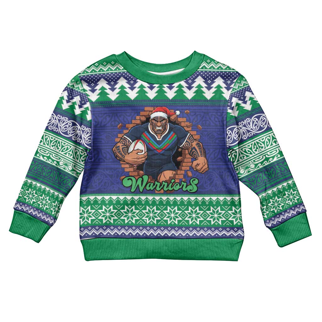 Merry Haka Warriors Personalised Kid Ugly Christmas Sweater Christmas Rugby League Spirit - Aussie Hoodie