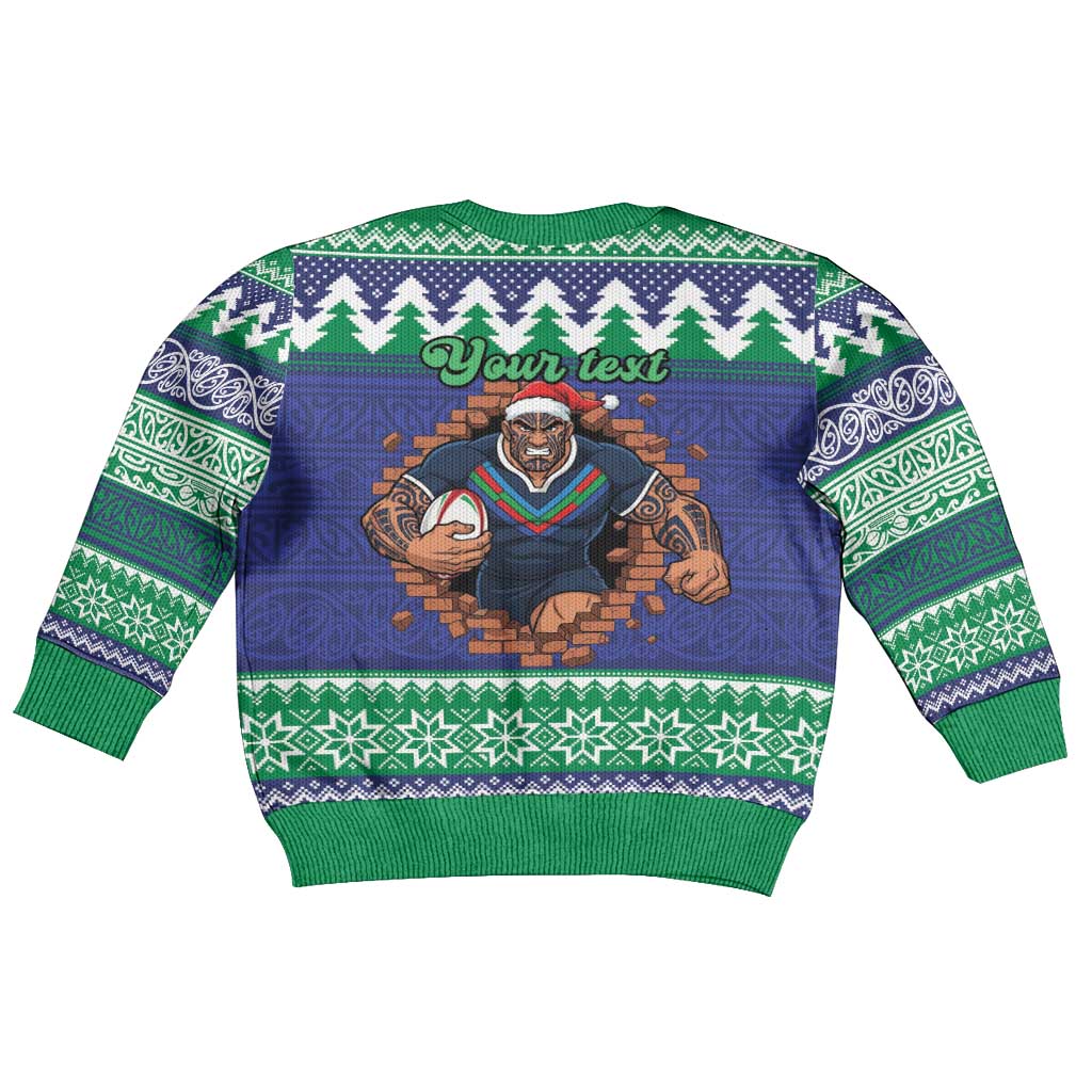 Merry Haka Warriors Personalised Kid Ugly Christmas Sweater Christmas Rugby League Spirit - Aussie Hoodie