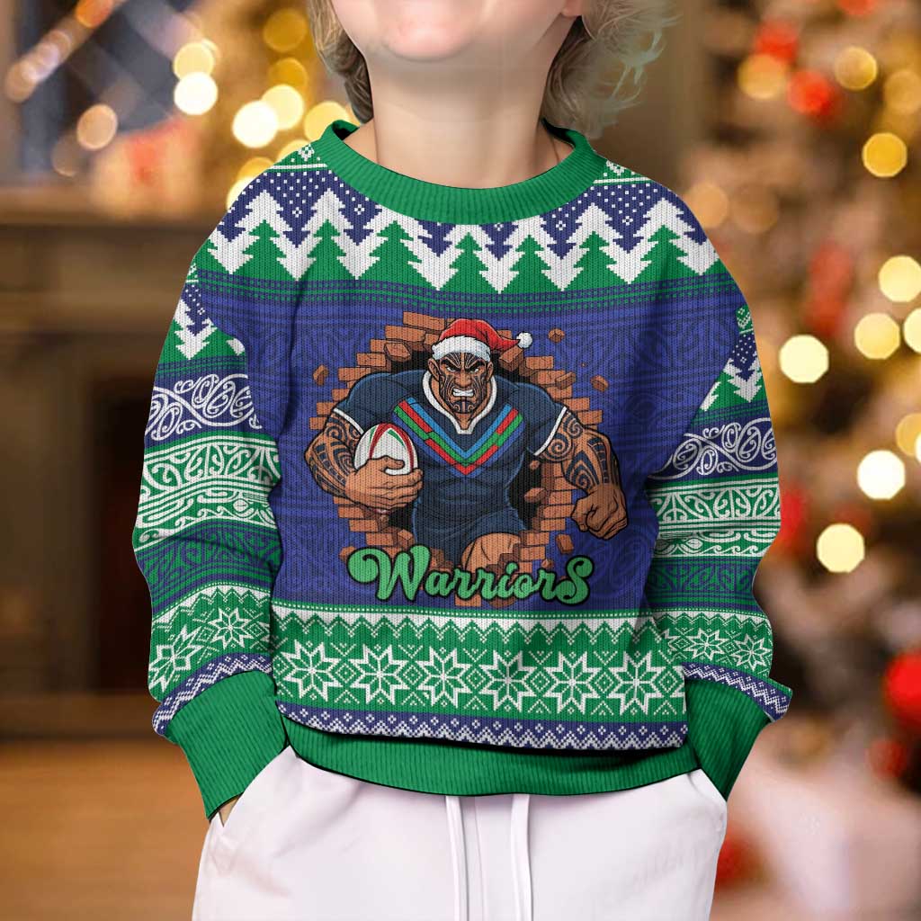 Merry Haka Warriors Personalised Kid Ugly Christmas Sweater Christmas Rugby League Spirit - Aussie Hoodie