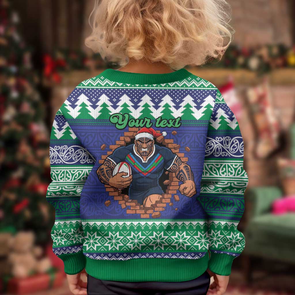 Merry Haka Warriors Personalised Kid Ugly Christmas Sweater Christmas Rugby League Spirit - Aussie Hoodie