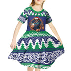 Merry Haka Warriors Personalised Kid Short Sleeve Dress Christmas Rugby League Spirit - Aussie Hoodie