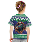 Merry Haka Warriors Personalised Kid T Shirt Christmas Rugby League Spirit - Aussie Hoodie