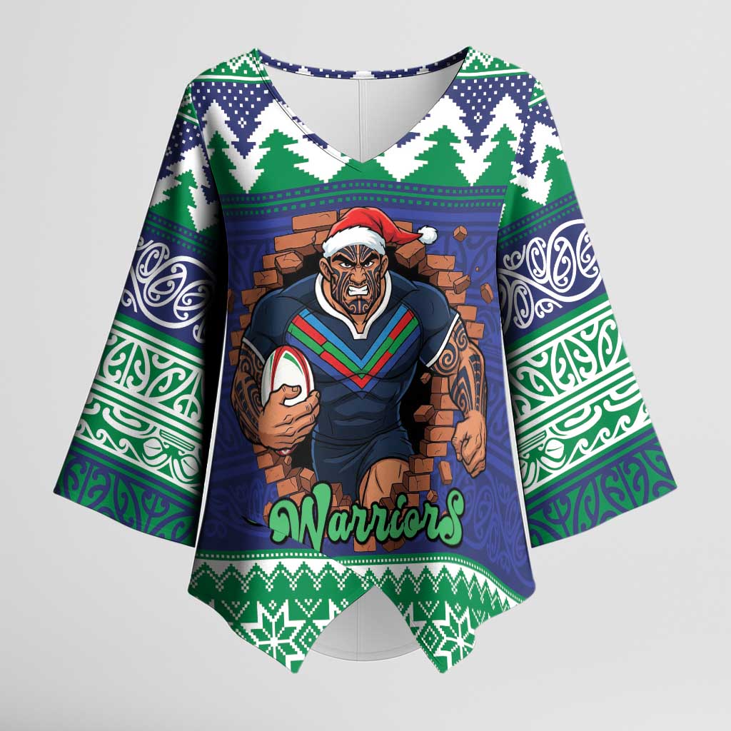 Merry Haka Warriors Personalised Kimono Sleeve Blouse Christmas Rugby League Spirit - Aussie Hoodie
