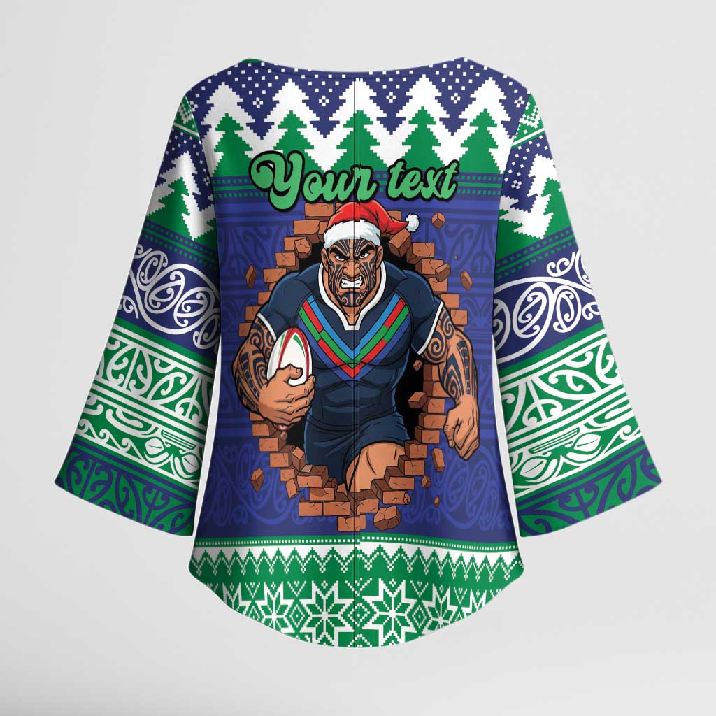 Merry Haka Warriors Personalised Kimono Sleeve Blouse Christmas Rugby League Spirit - Aussie Hoodie