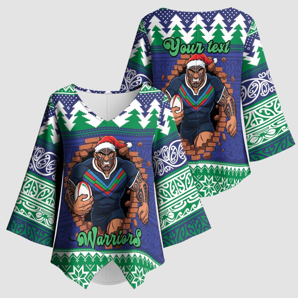Merry Haka Warriors Personalised Kimono Sleeve Blouse Christmas Rugby League Spirit - Aussie Hoodie