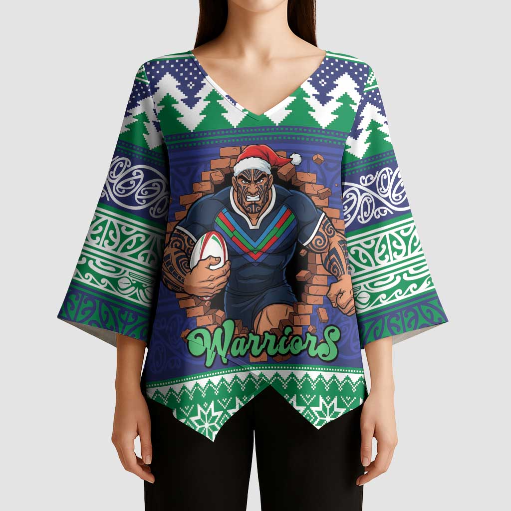 Merry Haka Warriors Personalised Kimono Sleeve Blouse Christmas Rugby League Spirit - Aussie Hoodie