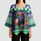 Merry Haka Warriors Personalised Kimono Sleeve Blouse Christmas Rugby League Spirit - Aussie Hoodie
