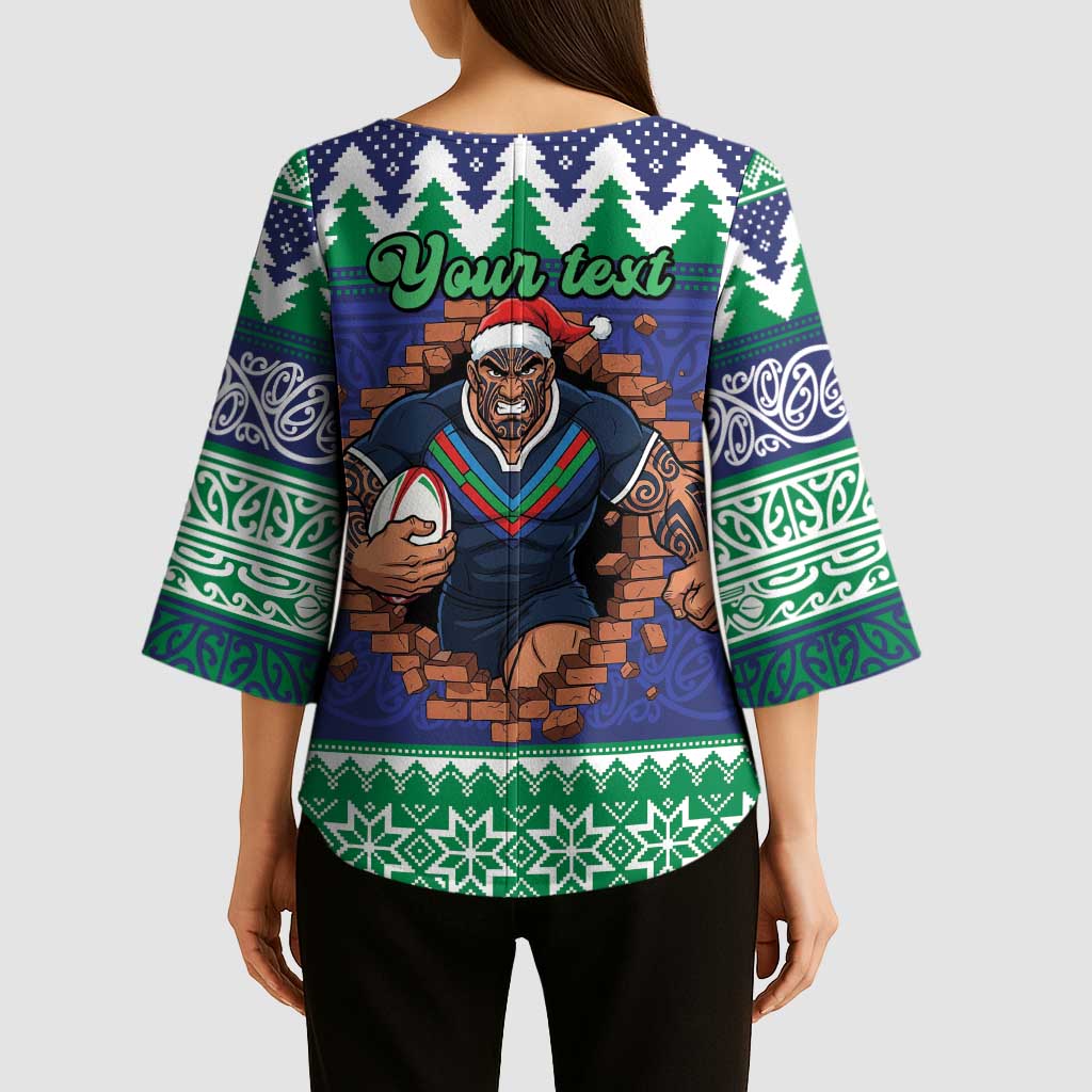 Merry Haka Warriors Personalised Kimono Sleeve Blouse Christmas Rugby League Spirit - Aussie Hoodie