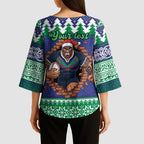 Merry Haka Warriors Personalised Kimono Sleeve Blouse Christmas Rugby League Spirit - Aussie Hoodie
