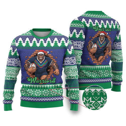 Merry Haka Warriors Personalised Ugly Christmas Sweater Christmas Rugby League Spirit - Aussie Hoodie