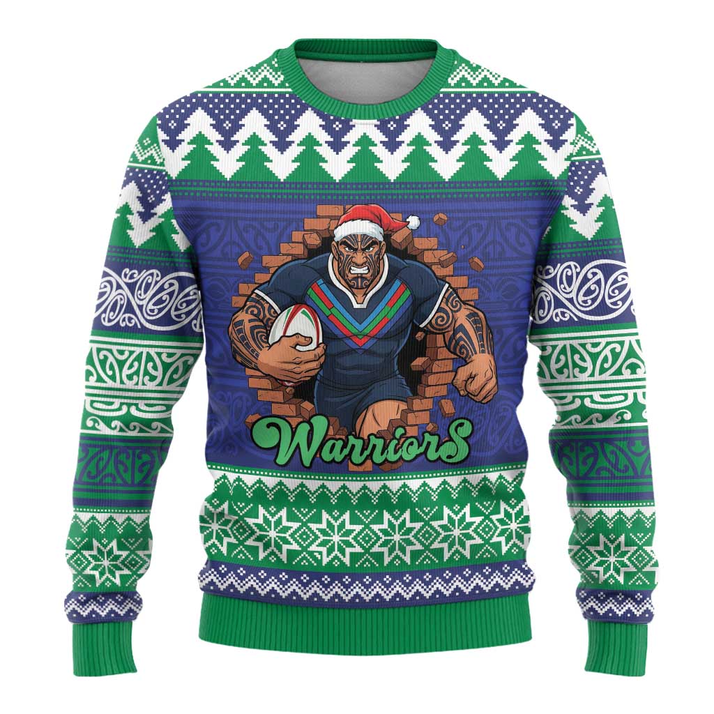 Merry Haka Warriors Personalised Ugly Christmas Sweater Christmas Rugby League Spirit - Aussie Hoodie