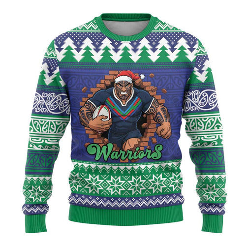 Merry Haka Warriors Personalised Ugly Christmas Sweater Christmas Rugby League Spirit - Aussie Hoodie