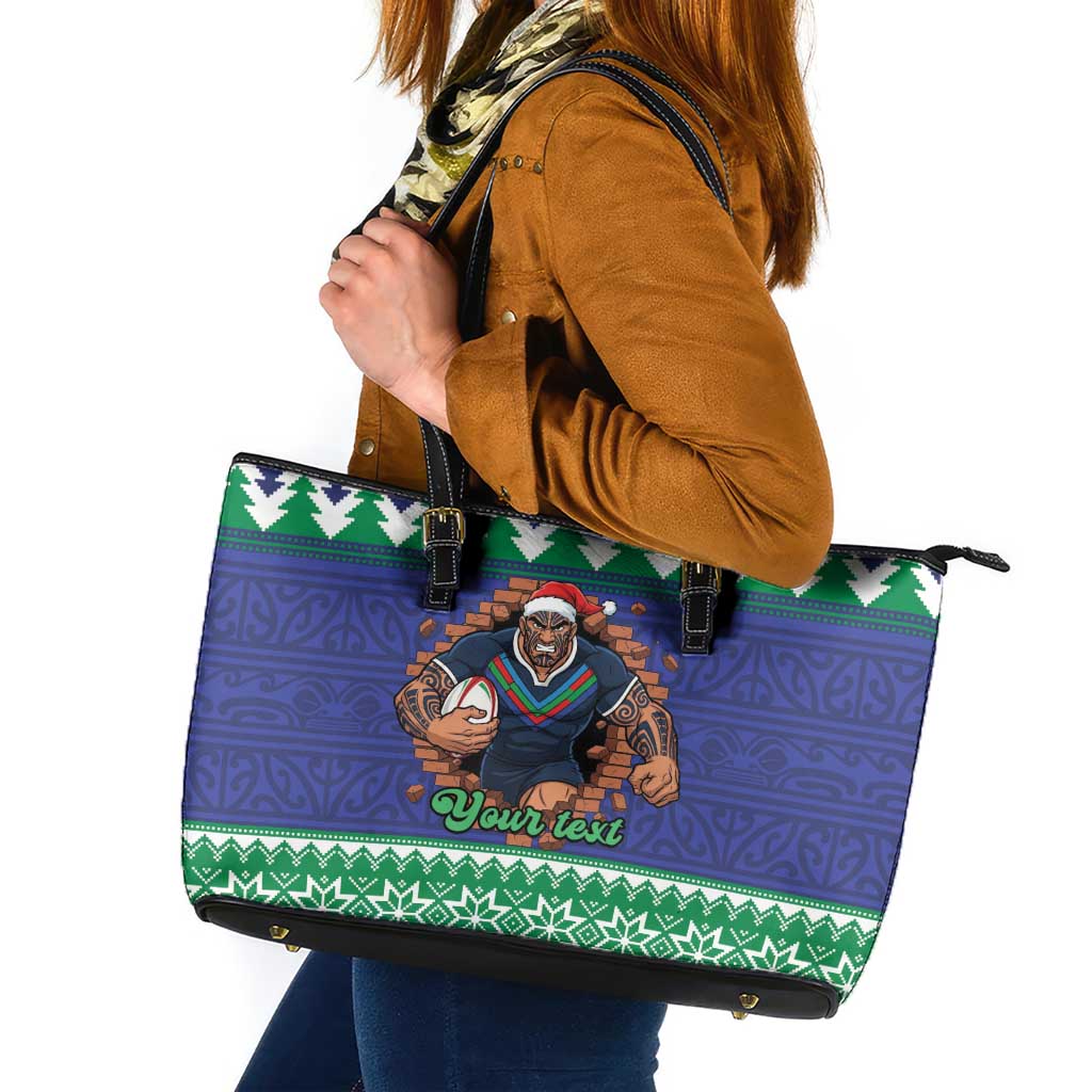 Merry Haka Warriors Personalised Leather Tote Bag Christmas Rugby League Spirit - Aussie Hoodie