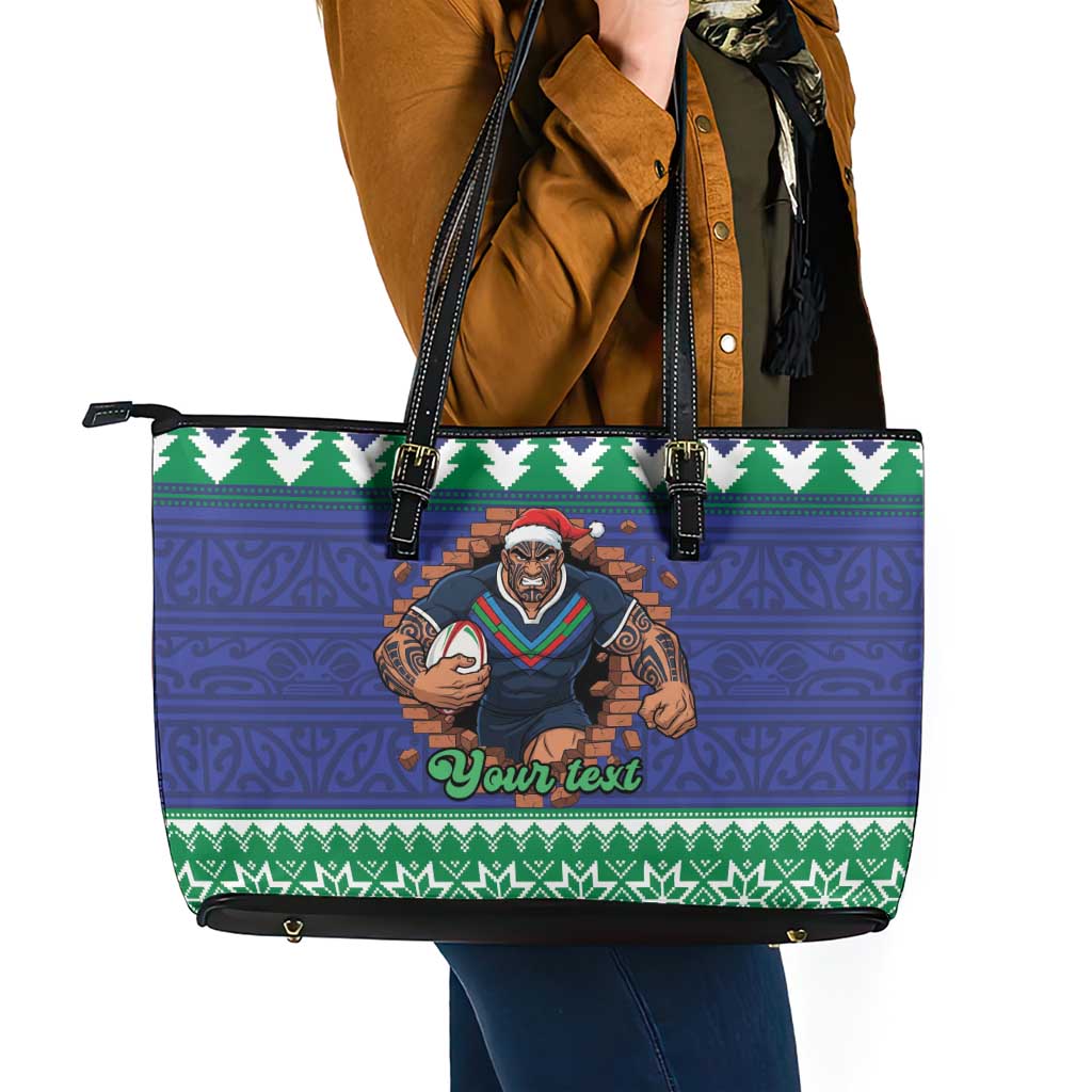 Merry Haka Warriors Personalised Leather Tote Bag Christmas Rugby League Spirit - Aussie Hoodie