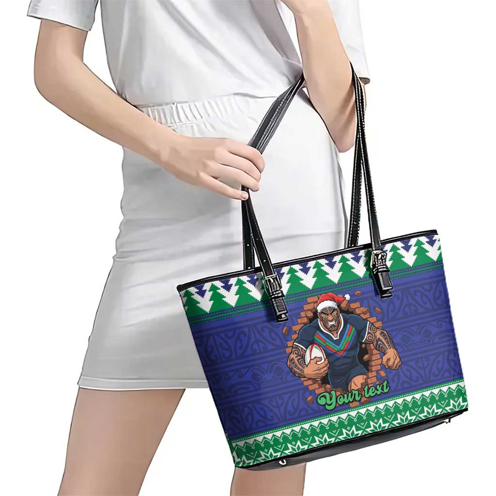 Merry Haka Warriors Personalised Leather Tote Bag Christmas Rugby League Spirit - Aussie Hoodie
