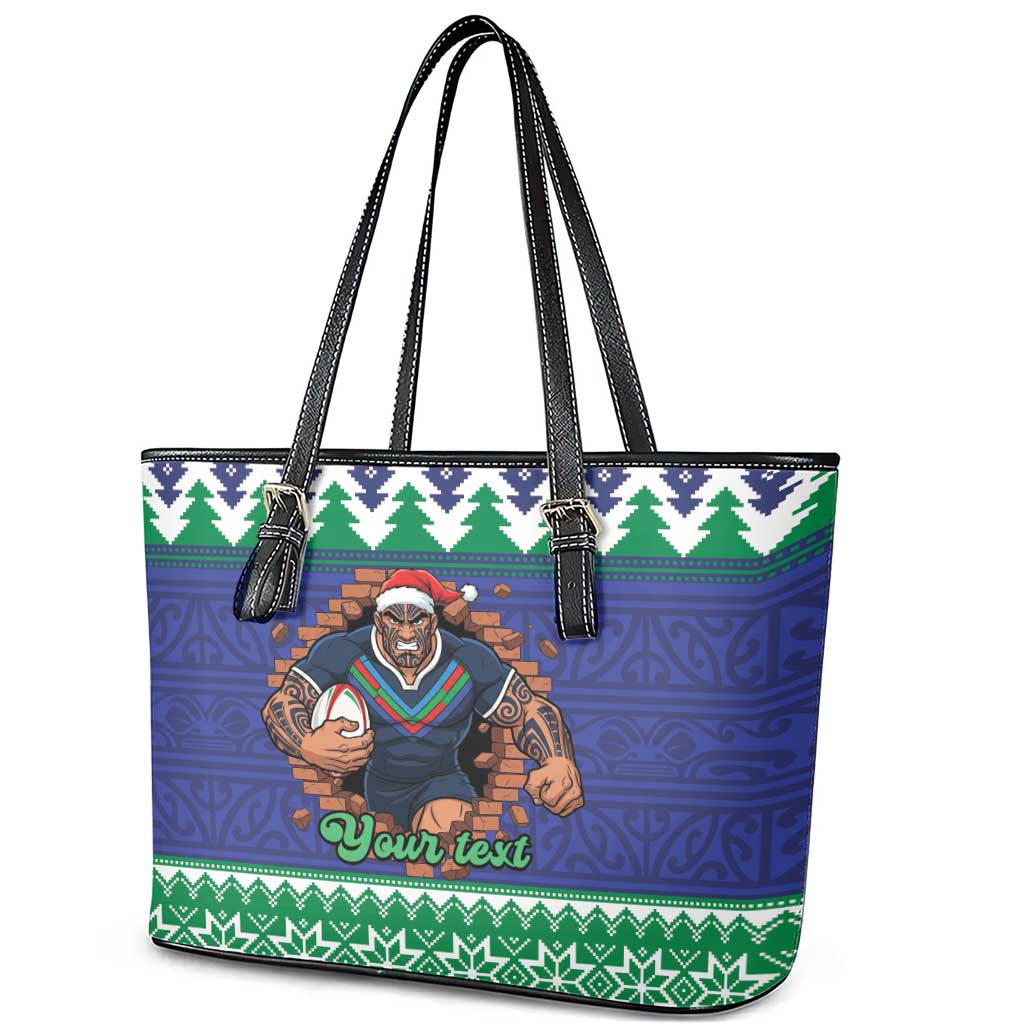 Merry Haka Warriors Personalised Leather Tote Bag Christmas Rugby League Spirit - Aussie Hoodie