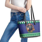 Merry Haka Warriors Personalised Leather Tote Bag Christmas Rugby League Spirit - Aussie Hoodie