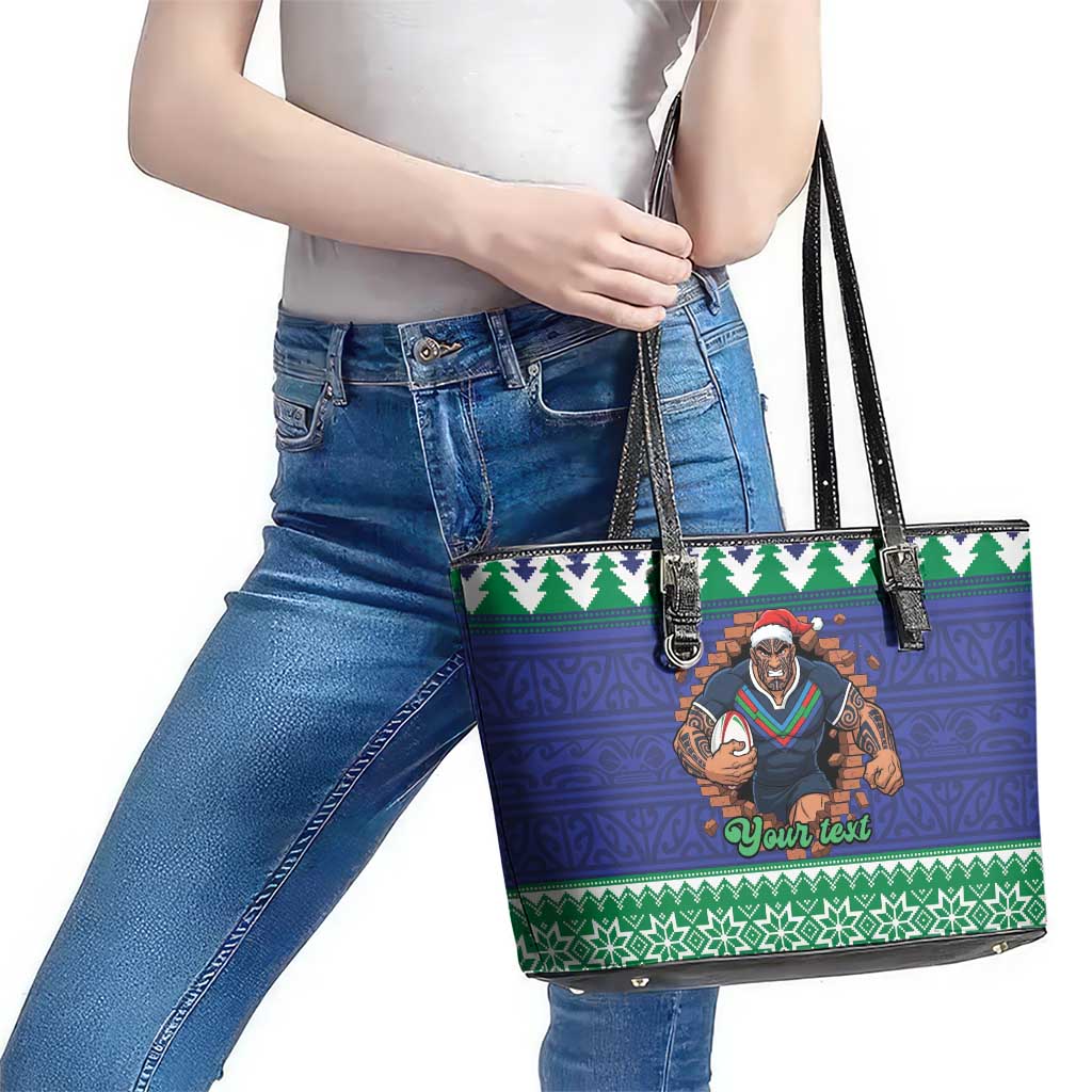 Merry Haka Warriors Personalised Leather Tote Bag Christmas Rugby League Spirit - Aussie Hoodie