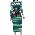Merry Haka Warriors Personalised Long Sleeve Bodycon Dress Christmas Rugby League Spirit - Aussie Hoodie
