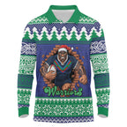 Merry Haka Warriors Personalised Long Sleeve Polo Shirt Christmas Rugby League Spirit - Aussie Hoodie