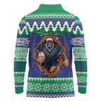 Merry Haka Warriors Personalised Long Sleeve Polo Shirt Christmas Rugby League Spirit - Aussie Hoodie