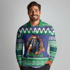 Merry Haka Warriors Personalised Long Sleeve Polo Shirt Christmas Rugby League Spirit - Aussie Hoodie