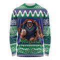 Merry Haka Warriors Personalised Long Sleeve Shirt Christmas Rugby League Spirit - Aussie Hoodie
