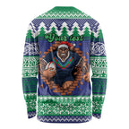 Merry Haka Warriors Personalised Long Sleeve Shirt Christmas Rugby League Spirit - Aussie Hoodie