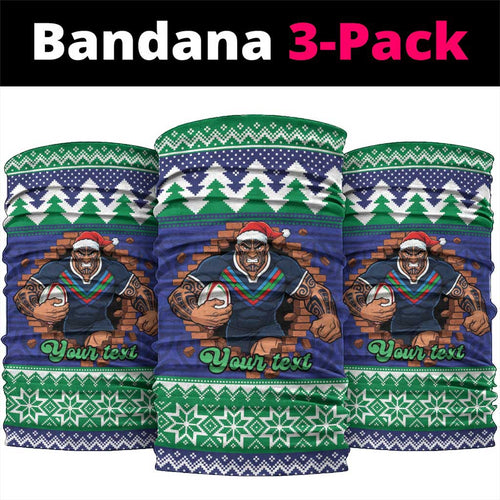 Merry Haka Warriors Personalised Neck Gaiter Christmas Rugby League Spirit - Aussie Hoodie