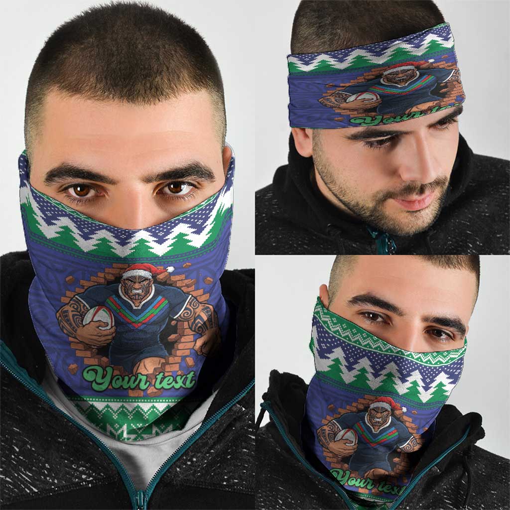 Merry Haka Warriors Personalised Neck Gaiter Christmas Rugby League Spirit - Aussie Hoodie