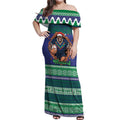Merry Haka Warriors Personalised Off Shoulder Maxi Dress Christmas Rugby League Spirit - Aussie Hoodie