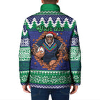 Merry Haka Warriors Personalised Padded Jacket Christmas Rugby League Spirit - Aussie Hoodie
